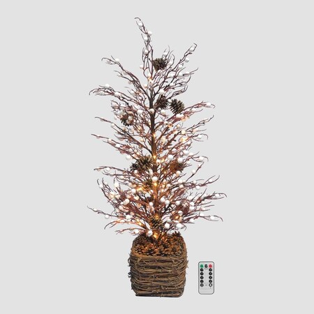 Jeco Jeco H224140848000 30 in. Tabletop Twig Tree with Vine Base; White Berry H224140848000